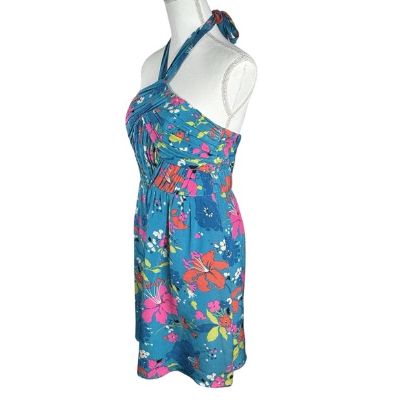 Shoshanna 100% Silk Floral Mini Dress 6 Tropical Bright Resort Spring Festival - Picture 2 of 9